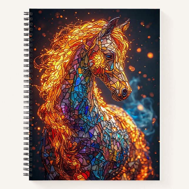 Cuaderno Diseño de Caballo de Vidrio Emplomado (Anverso)