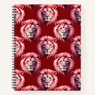 Cuaderno Diseño de cabeza de león rosa granate