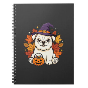 Cuaderno Diseño de calabaza de Halloween de Bulldog lindo_1