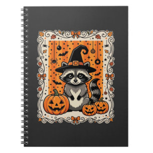 Cuaderno Diseño de calabaza de Halloween de mapache espeluz