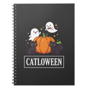 Cuaderno Diseño de calabaza fantasma de gato divertido de C