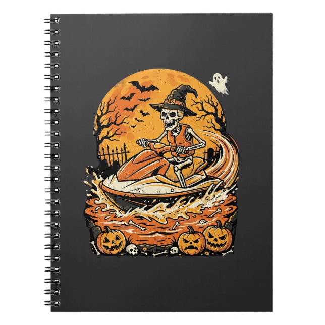 Cuaderno Diseño de calavera de bruja de calabaza de Hallowe (Frente)