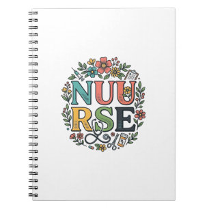 Cuaderno Diseño de camisa de enfermera floral Arte médico v