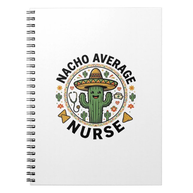 Cuaderno Diseño de camisa de fiesta de cactus de enfermera  (Frente)