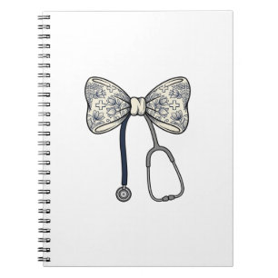 Cuaderno Diseño de camisa floral con lazo de enfermera vint