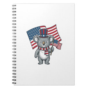 Cuaderno Diseño de camiseta con bandera de koala patriota v