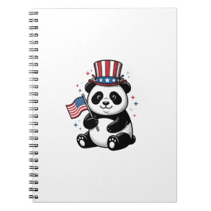 Cuaderno Diseño de camiseta con bandera de panda patriótico