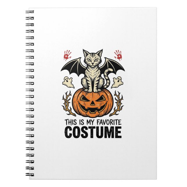 Cuaderno Diseño de camiseta con disfraz de gato de Hallowee (Frente)