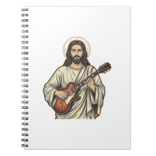 Cuaderno Diseño de camiseta con grabado de guitarrista sagr