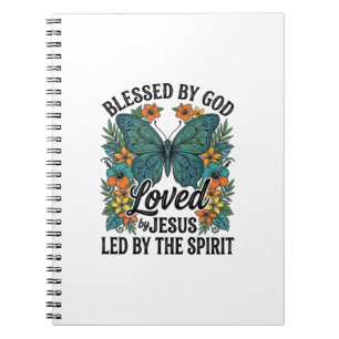 Cuaderno Diseño de camiseta cristiana de mariposa bendita (