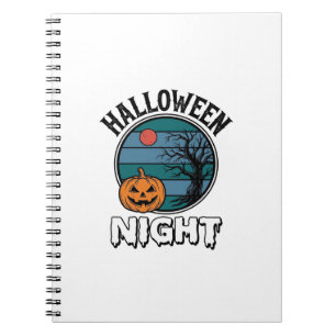Cuaderno Diseño de camiseta de árbol de calabaza de noche d