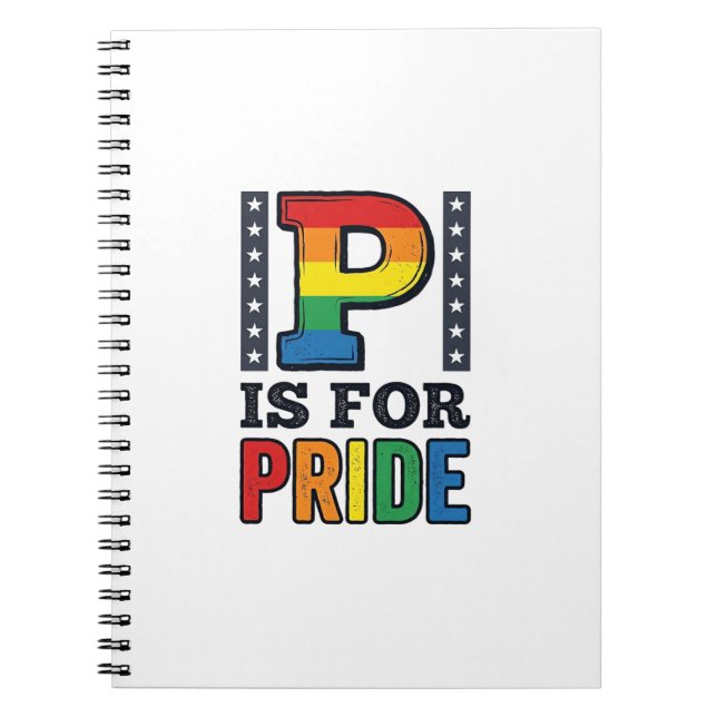 Cuaderno Diseño de camiseta de arcoíris de letra P de orgul (Frente)