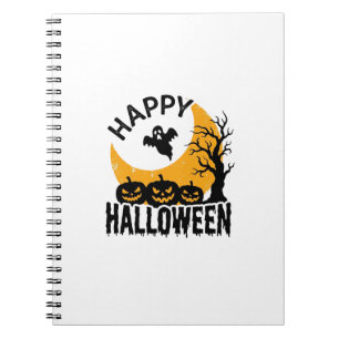 Cuaderno Diseño de camiseta de calabaza fantasma Feliz Hall
