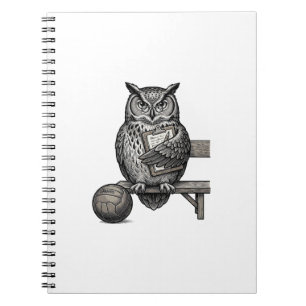Cuaderno Diseño de camiseta de entrenador de fútbol búho gr