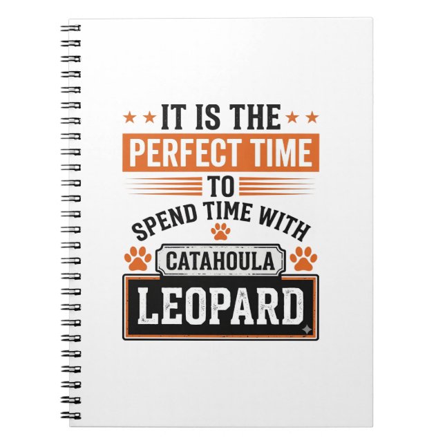 Cuaderno Diseño de camiseta de época de perro leopardo Cata (Frente)