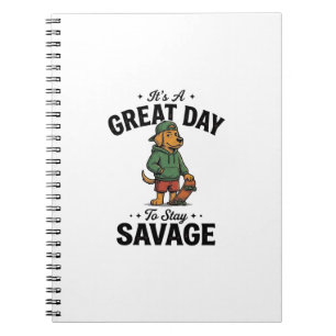 Cuaderno Diseño de camiseta de grabado vintage Savage Dog_1