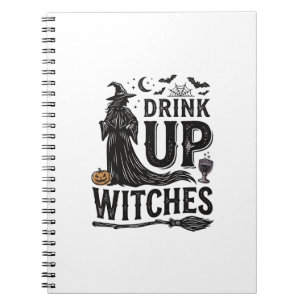 Cuaderno Diseño de camiseta de Halloween de brujas Drink Up