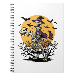 Cuaderno Diseño de camiseta de Halloween de dinosaurio esqu