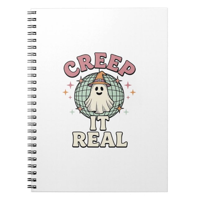 Cuaderno Diseño de camiseta de Halloween de disco fantasma  (Frente)