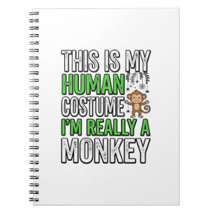 Cuaderno Diseño de camiseta de Halloween de disfraz de mono