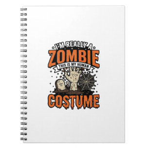 Cuaderno Diseño de camiseta de Halloween de disfraz de zomb
