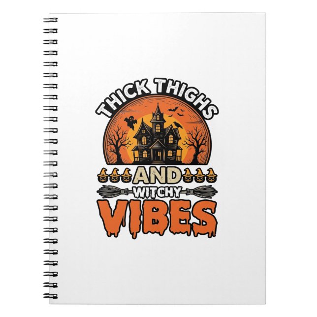 Cuaderno Diseño de camiseta de Halloween Vibraciones Brujas (Frente)