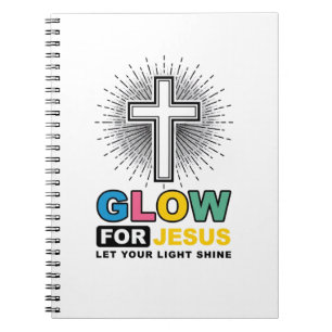 Cuaderno Diseño de camiseta de luz de cruz cristiana Glow F