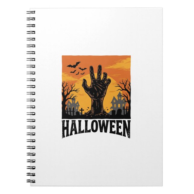 Cuaderno Diseño de camiseta de mano de zombie de cementerio (Frente)