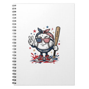 Cuaderno Diseño de camiseta de mascota de béisbol patriota