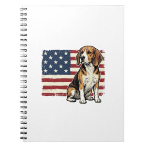 Cuaderno Diseño de camiseta de perro con bandera patriótica