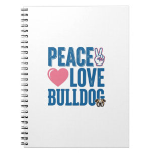 Cuaderno Diseño de camiseta de perro vintage de amor paz bu
