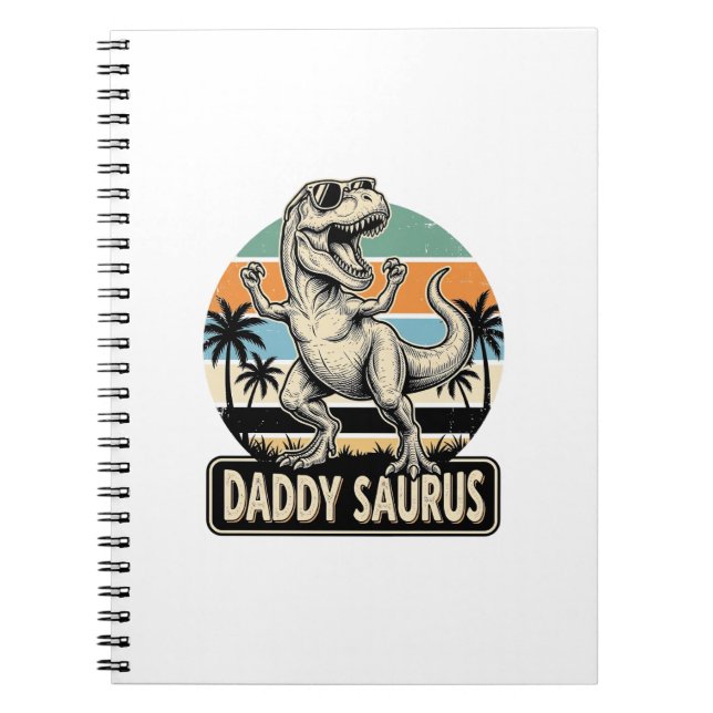 Cuaderno Diseño de camiseta de puesta de sol de dinosaurio  (Frente)