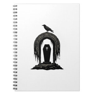 Cuaderno Diseño de camiseta de silueta de tumba de cementer