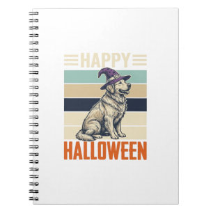 Cuaderno Diseño de camiseta de sombrero de bruja de perro f