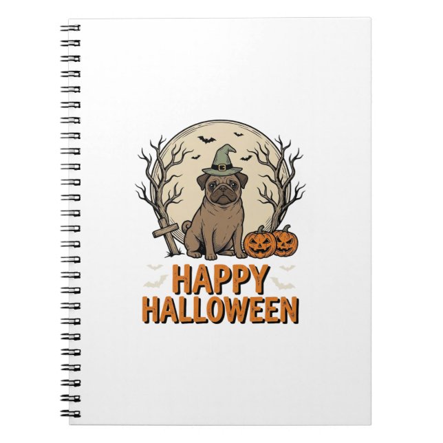 Cuaderno Diseño de camiseta de sombrero de bruja de perro P (Frente)