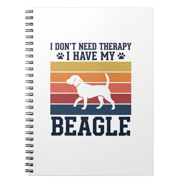 Cuaderno Diseño de camiseta de terapia de perro Beagle vint (Frente)
