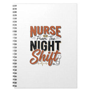 Cuaderno Diseño de camiseta de turno de noche de enfermera 