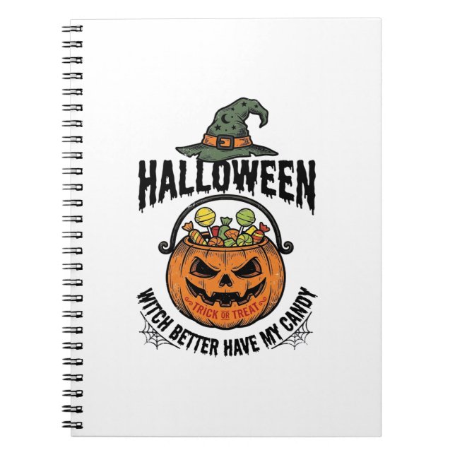 Cuaderno Diseño de camiseta divertida de Halloween bruja ca (Frente)