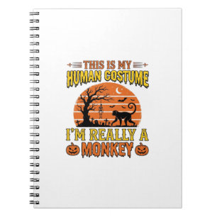 Cuaderno Diseño de camiseta divertida de mono humano disfra