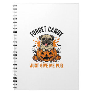 Cuaderno Diseño de camiseta divertida de pug de Halloween O