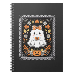 Cuaderno Diseño de camiseta floral de calabaza fantasma de 