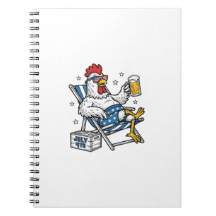 Cuaderno Diseño de camiseta patriótica de cerveza de pollo