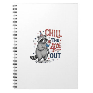 Cuaderno Diseño de camiseta patriótica de mapache Relájate