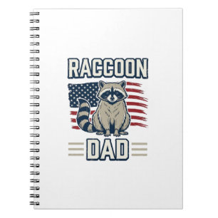 Cuaderno Diseño de camiseta patriótica de mapache vintage p