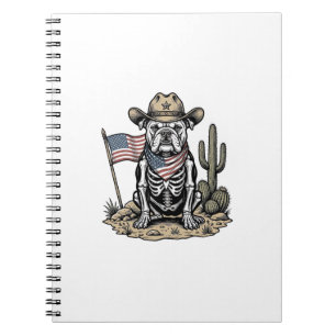 Cuaderno Diseño de camiseta patriótica de perro esqueleto v
