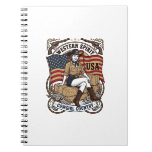 Cuaderno Diseño de camiseta patriótica de vaquera occidenta