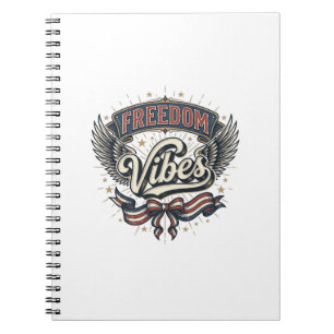 Cuaderno Diseño de camiseta patriótica vintage Freedom Vibe