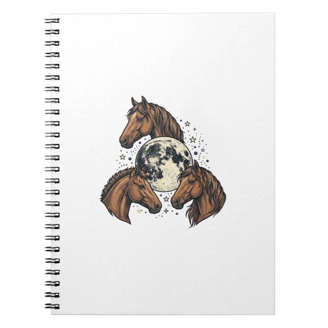 Cuaderno Diseño de camiseta vectorial de caballo luna graba (Frente)