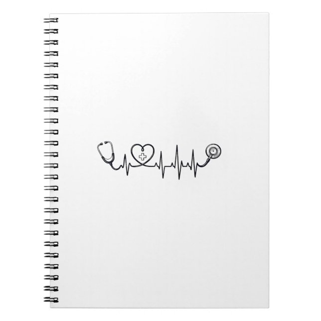 Cuaderno Diseño de camiseta vectorial de estetoscopio de la (Frente)