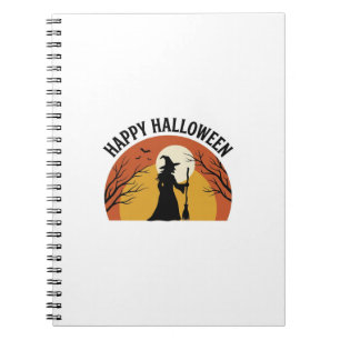 Cuaderno Diseño de camiseta Vintage Bruja Feliz Halloween_1
